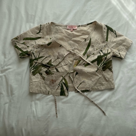 Lisa Says Gah Tops - Lisa Says Gah tie-up linen top